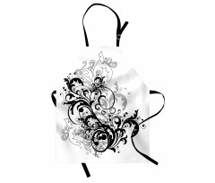 Monochrome Abstract Leaves Apron