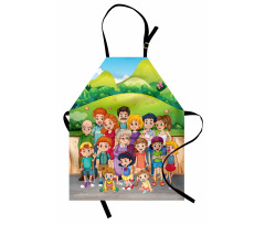 Cartoon Style Family Photo Apron