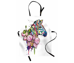 Animal Orchid Ink Art Apron