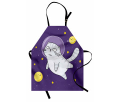 Cat Astronaut Cartoon Apron