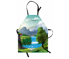 Cartoon Style Lake Waterfall Apron