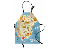 Spain Mapping Calligraphy Apron