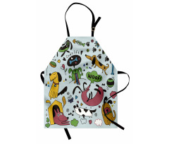 Vivid Playful Dog Pattern Apron