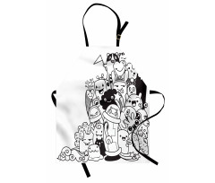 Monotone Monster Characters Apron