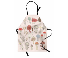 Pastel Various Mushrooms Apron