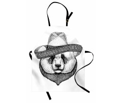 Single Panda Face in a Hat Apron