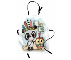 Panda Owl Bird in Feathers Apron