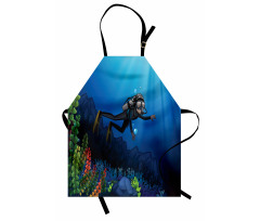 Scuba Diver Exploring Art Apron