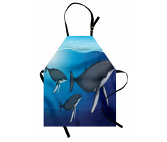 Swimming Whales Scenery Apron