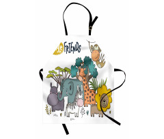 Cartoon Jungle Friends Fauna Apron