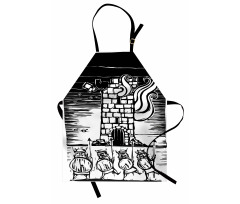 Woodcut Style Viking Tower Apron