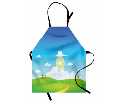 Grass Hill Sun and Clouds Apron