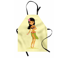 Hawaiian Dancer Girl Cartoon Apron