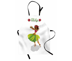 Hula Dancer Girl Aloha Wording Apron