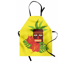 Tiki Mask and Exotic Hibiscus Apron