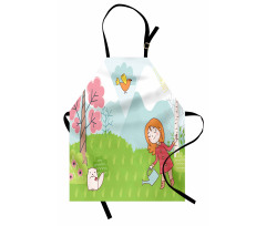 Cartoon Girl Animal in Wood Apron