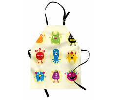 Colorful Monsters Funny Faces Apron