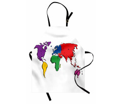 Harita Mutfak Önlüğü Rengarenk Kıtalar