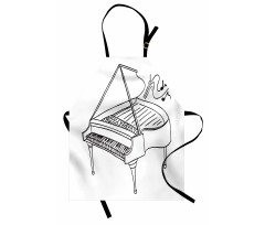 Monochrome Piano Drawing Apron