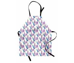 Violet Tone Flowers Pattern Apron