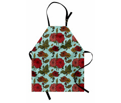 Detailed Large Flowers Scene Apron