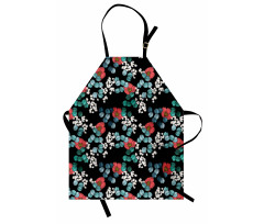 Peony Daisy and Leaves Art Apron