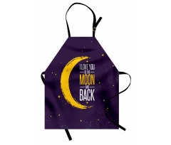 Vintage Mutfak Önlüğü Gökyüzünde Yıldız ve Ay ile İngilizce Yazı