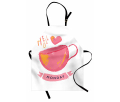 Hello Monday Text and a Mug Apron