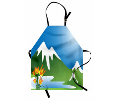 Snowy Mountain Flowers Apron