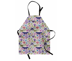 Butterfly Pansy Flower Leaf Apron