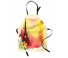 Romantic Floral Eiffel Apron