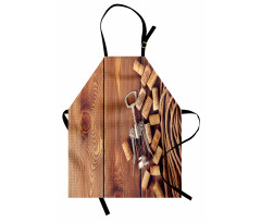 Wooden Table Wine Corks Apron