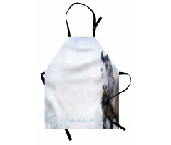 Grey Horse Snow Scenery Apron