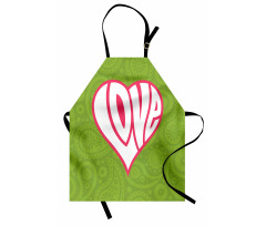 Aşk Mutfak Önlüğü Pateh Desenli Kalp