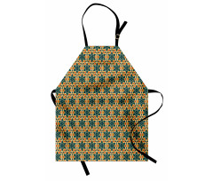 Retro Mutfak Önlüğü Etnik Görünümlü Geometrik Mozaik Çiçek Motifi