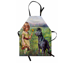 Flower Dog with a Girl Apron