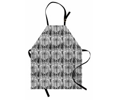 Siyah Beyaz Mutfak Önlüğü Çizgili Fon Kelebek Desenli