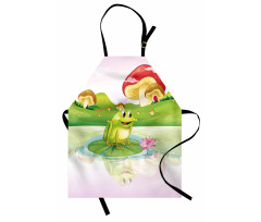Frog on Water Lily Art Apron