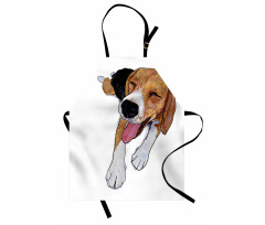 Smiling Resting Dog Sketch Apron