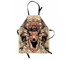 Floral Skull and Wolves Apron