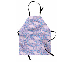 Wavy Motifs and Happy Fish Apron