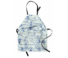 Old Airplane Drawing Apron