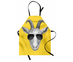 Grey Hand Drawn Goat Apron