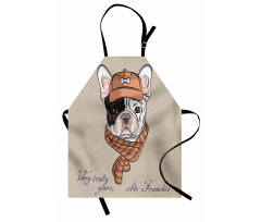 Hipster Bulldog with Cap Scarf Apron