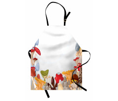 Wild Mushrooms Cartoon Apron