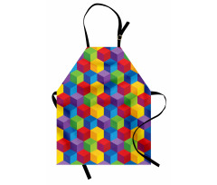 Geometrik Mutfak Önlüğü Rengarenk ve Eğlenceli Simetrik Küpler