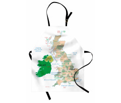 Coğrafya Mutfak Önlüğü Detaylı ve Tam Büyük Britanya Haritası