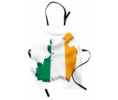 Avrupa Mutfak Önlüğü İrlanda Haritasına Çizilmiş Bayrak ile İkon
