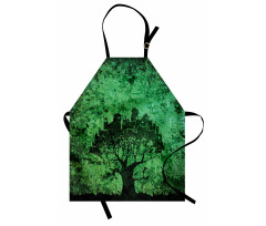 Yaratıcı Mutfak Önlüğü Soyut Tasarım Ağaç Desenli