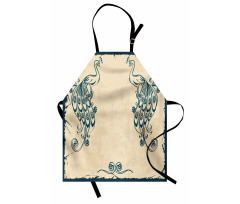 Vintage Peacock Bird Apron